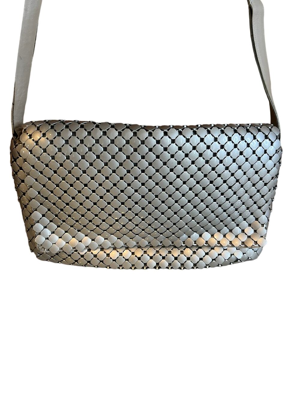 Joan & David Metallic Mesh Shoulder Bag Silver